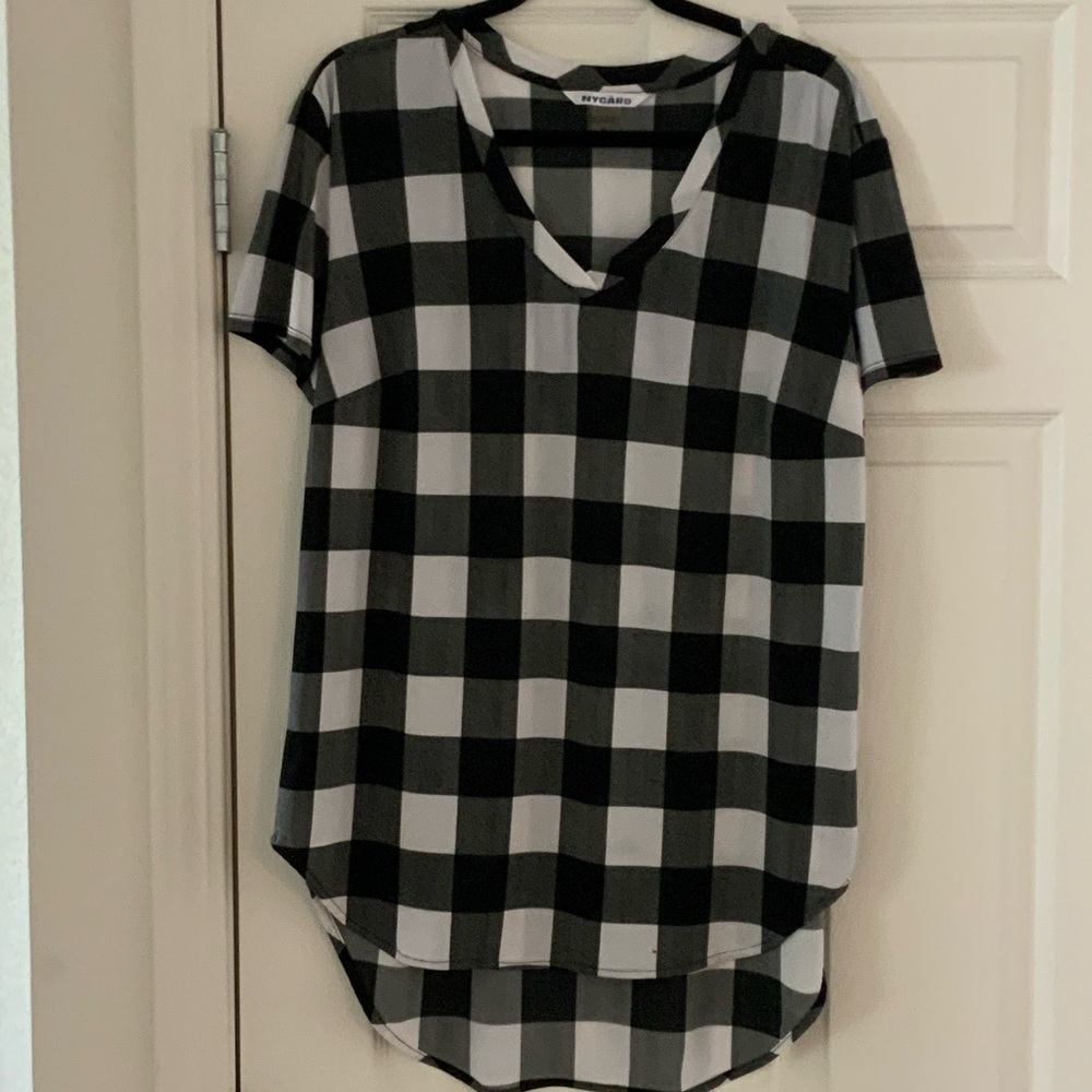 Black & White Buffalo Check Short Sleeve Tunic